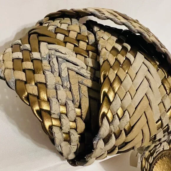Braided Belt-Women's Size Small-2 1/2" wide-Bronze/Tan mix-Casual-Lightweight - Picture 12 of 13